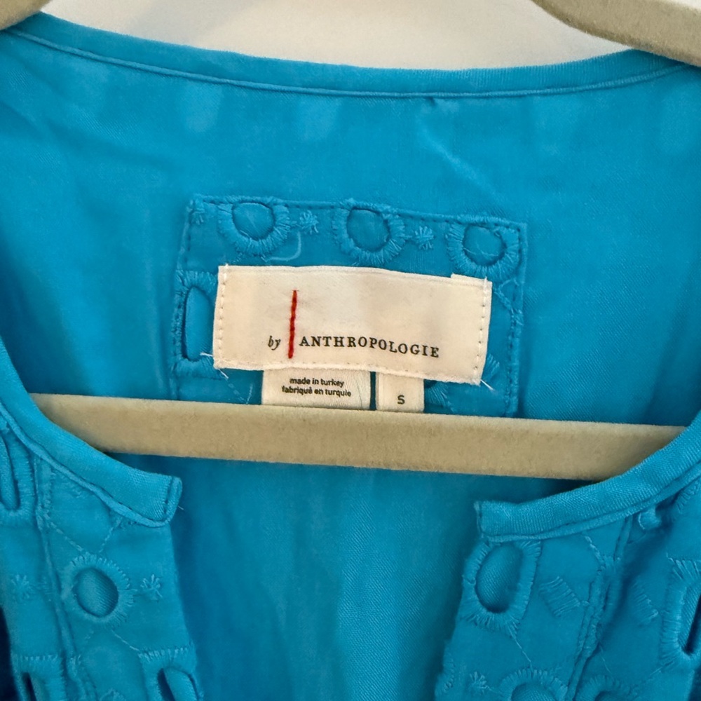 Anthropologie Teal Eyelet Maxi Dress - Picture 3 of 7
